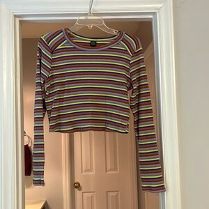 Wild Fable multi colored striped crop top-size L-Material 96% cotton 4% spandex